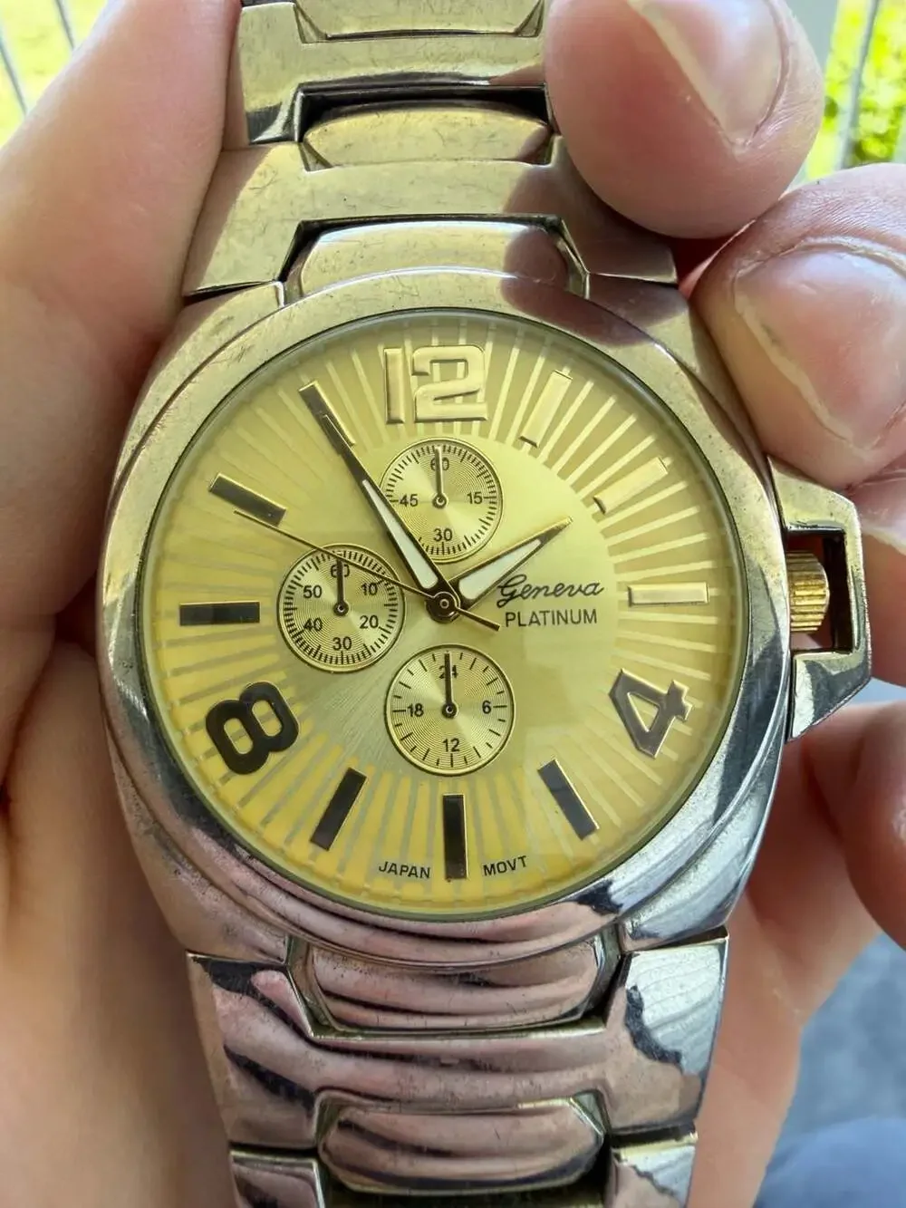 Geneva Platinum No. 7494 Men's Gold-Tone Chronograph Style Watch